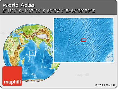 Physical Location Map of the Area around 1° 55' 32" S, 66° 22' 30" E
