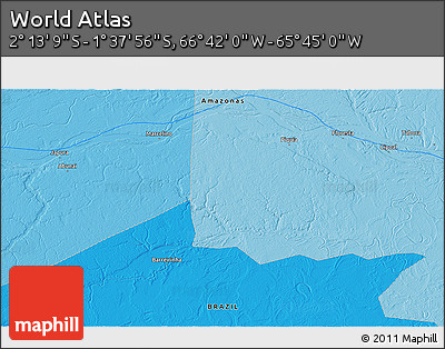 Political 3D Map of the Area around 1° 55' 32" S, 66° 13' 29" W