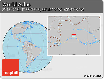 Gray Location Map of the Area around 1° 55' 32" S, 66° 13' 29" W