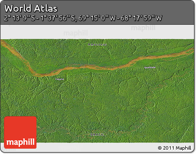 Satellite 3D Map of the Area around 1° 55' 32" S, 68° 46' 30" W