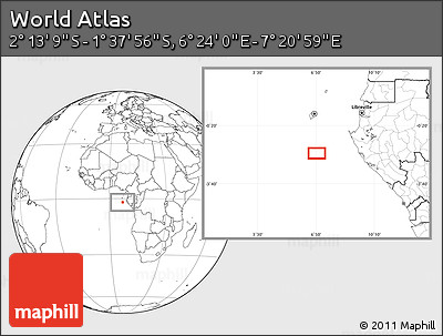 Blank Location Map of the Area around 1° 55' 32" S, 6° 52' 30" E