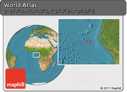 Satellite Location Map of the Area around 1° 55' 32" S, 6° 52' 30" E