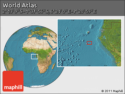 Satellite Location Map of the Area around 1° 55' 32" S, 6° 52' 30" E