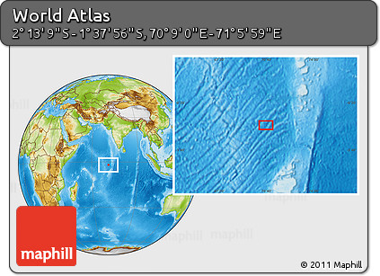 Physical Location Map of the Area around 1° 55' 32" S, 70° 37' 30" E