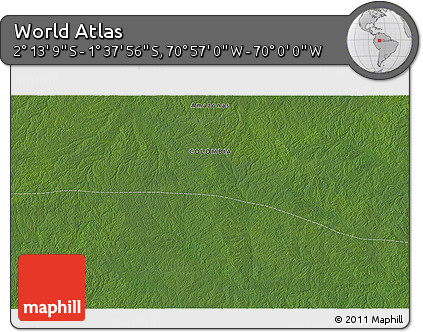 Satellite 3D Map of the Area around 1° 55' 32" S, 70° 28' 29" W
