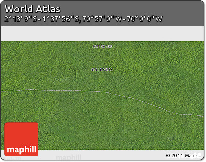 Satellite 3D Map of the Area around 1° 55' 32" S, 70° 28' 29" W