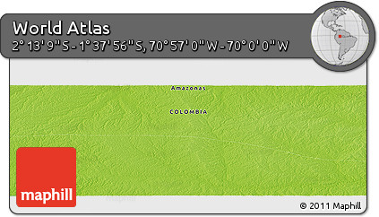 Physical Panoramic Map of the Area around 1° 55' 32" S, 70° 28' 29" W