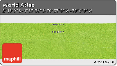 Physical Panoramic Map of the Area around 1° 55' 32" S, 70° 28' 29" W