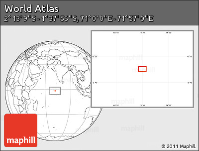 Blank Location Map of the Area around 1° 55' 32" S, 71° 28' 29" E