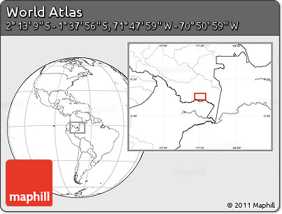 Blank Location Map of the Area around 1° 55' 32" S, 71° 19' 29" W