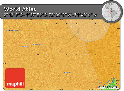 Political Map of the Area around 1° 55' 32" S, 72° 10' 30" W