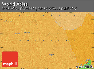 Political Map of the Area around 1° 55' 32" S, 72° 10' 30" W