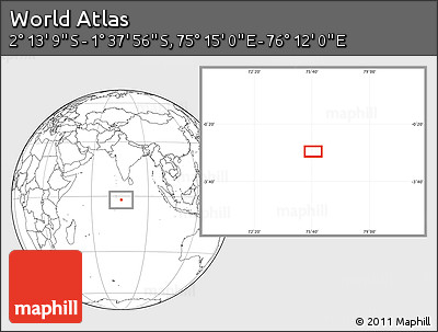 Blank Location Map of the Area around 1° 55' 32" S, 75° 43' 29" E