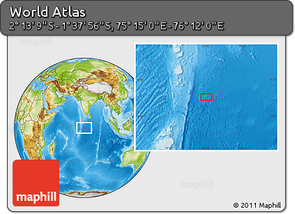 Physical Location Map of the Area around 1° 55' 32" S, 75° 43' 29" E