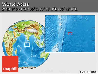 Physical Location Map of the Area around 1° 55' 32" S, 75° 43' 29" E