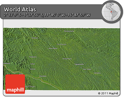 Satellite 3D Map of the Area around 1° 55' 32" S, 77° 16' 30" W