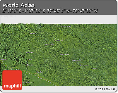 Satellite 3D Map of the Area around 1° 55' 32" S, 77° 16' 30" W