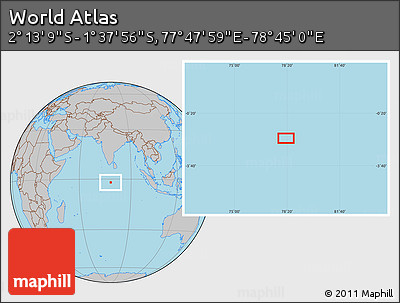 Gray Location Map of the Area around 1° 55' 32" S, 78° 16' 30" E