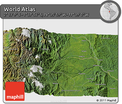Satellite 3D Map of the Area around 1° 55' 32" S, 78° 7' 30" W