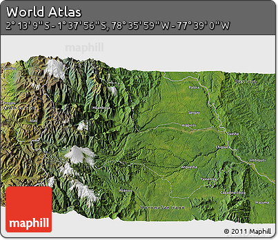 Satellite 3D Map of the Area around 1° 55' 32" S, 78° 7' 30" W