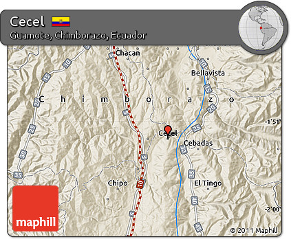 Shaded Relief Map of Cecel