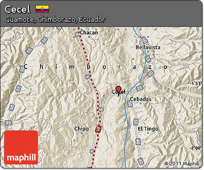 Shaded Relief Map of Cecel