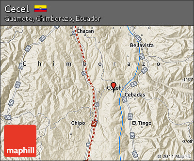 Shaded Relief Map of Cecel