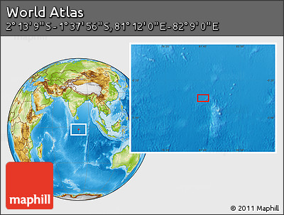 Physical Location Map of the Area around 1° 55' 32" S, 81° 40' 30" E