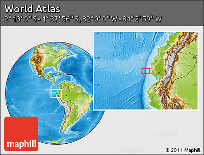 Physical Location Map of the Area around 1° 55' 32" S, 81° 31' 30" W