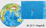 Physical Location Map of the area around 1° 55' 32" S, 83° 22' 30" E