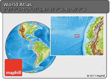 Physical Location Map of the Area around 1° 55' 32" S, 83° 13' 29" W