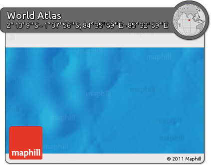 Shaded Relief 3D Map of the Area around 1° 55' 32" S, 85° 4' 29" E