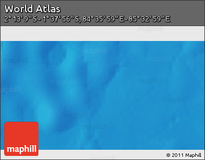 Shaded Relief 3D Map of the Area around 1° 55' 32" S, 85° 4' 29" E