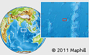 Physical Location Map of the area around 1° 55' 32" S, 86° 46' 30" E