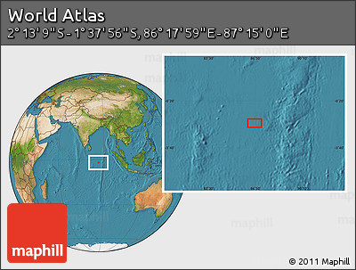 Satellite Location Map of the Area around 1° 55' 32" S, 86° 46' 30" E