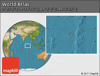 Satellite Location Map of the Area around 1° 55' 32" S, 87° 37' 30" E
