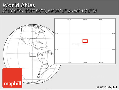 Blank Location Map of the Area around 1° 55' 32" S, 89° 10' 30" W