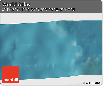 Satellite 3D Map of the Area around 1° 55' 32" S, 8° 34' 29" E