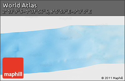 Physical Panoramic Map of the Area around 1° 55' 32" S, 8° 34' 29" E