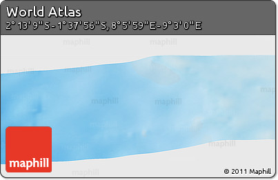 Physical Panoramic Map of the Area around 1° 55' 32" S, 8° 34' 29" E