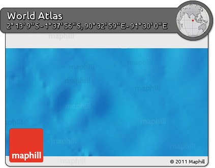 Shaded Relief 3D Map of the Area around 1° 55' 32" S, 91° 1' 30" E