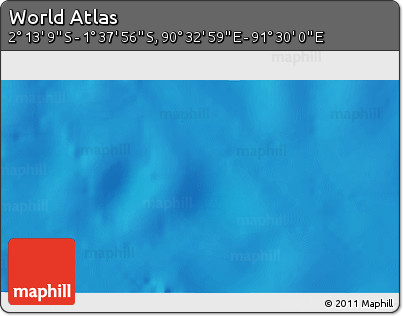 Shaded Relief 3D Map of the Area around 1° 55' 32" S, 91° 1' 30" E