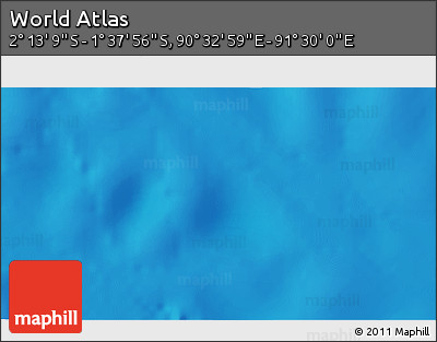 Shaded Relief 3D Map of the Area around 1° 55' 32" S, 91° 1' 30" E