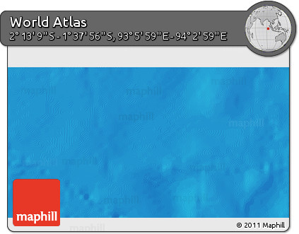 Shaded Relief 3D Map of the Area around 1° 55' 32" S, 93° 34' 29" E