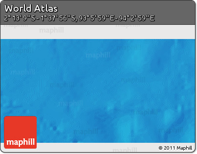 Shaded Relief 3D Map of the Area around 1° 55' 32" S, 93° 34' 29" E