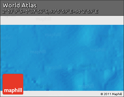 Shaded Relief 3D Map of the Area around 1° 55' 32" S, 93° 34' 29" E