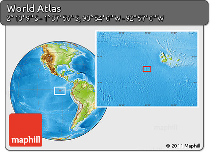 Physical Location Map of the Area around 1° 55' 32" S, 93° 25' 30" W
