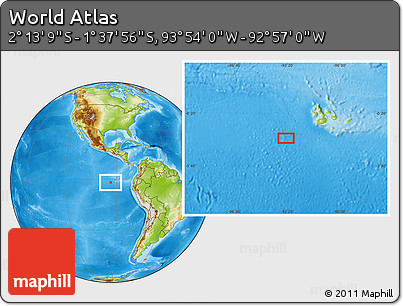 Physical Location Map of the Area around 1° 55' 32" S, 93° 25' 30" W
