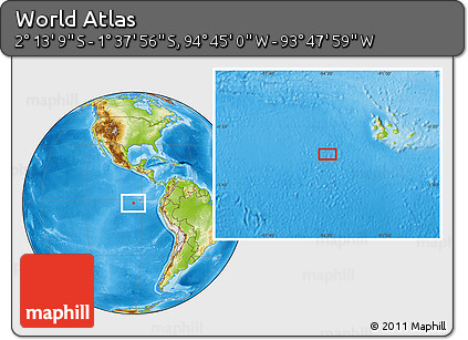 Physical Location Map of the Area around 1° 55' 32" S, 94° 16' 30" W
