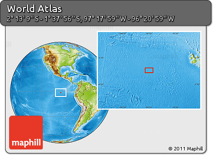 Physical Location Map of the Area around 1° 55' 32" S, 96° 49' 29" W